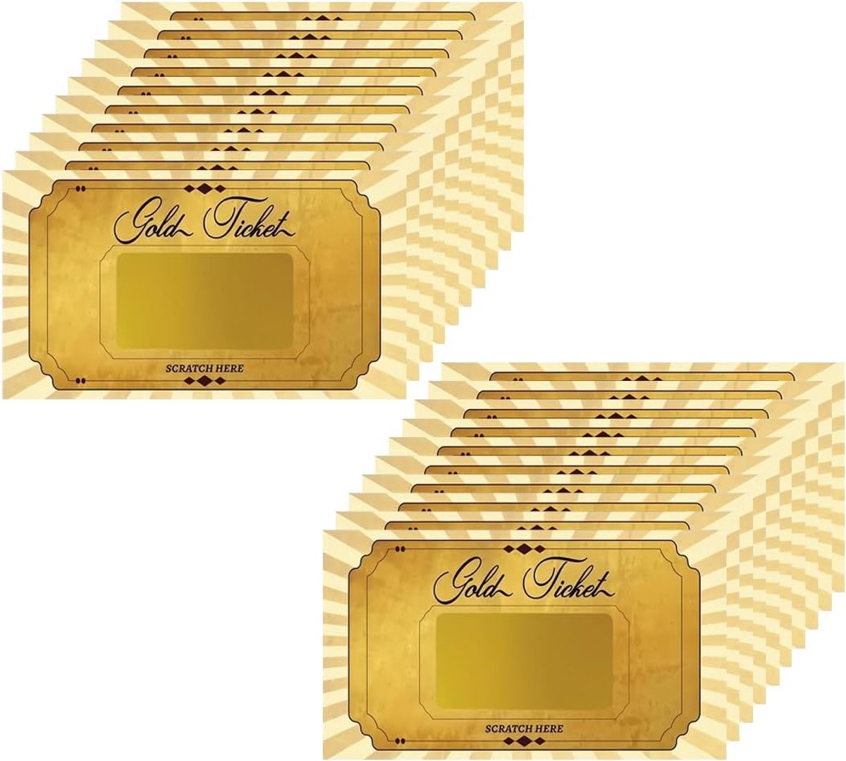 20 stuks cadeaubonnen om te vullen met krasstickers, gouden kaarten, cadeaubonnen, kraskaarten en doe-het-zelf-cadeaubonnen