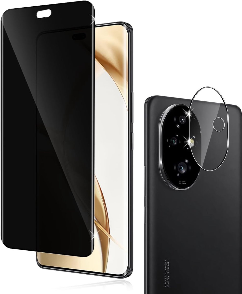 Beschermfolie voor Honor 200 Pro, bescherming tegen inkijk, voor pantserglas en camera beschermfolie, [1 + 1 stuks] 3D anti-spy privacy privacyfolie beschermen displaybeschermfolie privacy