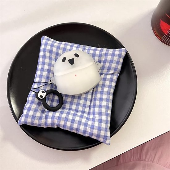 Hoesje voor Samsung Galaxy Buds 3 en voor Galaxy Buds 3 Pro oordopjes met karabijnhaak, siliconen opladen, schokbestendige beschermhoes met cartoon skin ontwerp voor man vrouw tiener (WTghost) — afbeelding 2