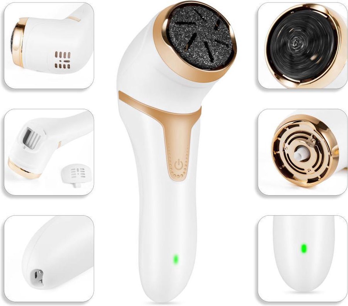 Bol.com Elektrische Eeltverwijderaar – Oplaadbaar – IPX7 Waterdicht – 3 Vijlschijven en 2 Snelheden - met 10 in 1 Pedicure Set -... aanbieding