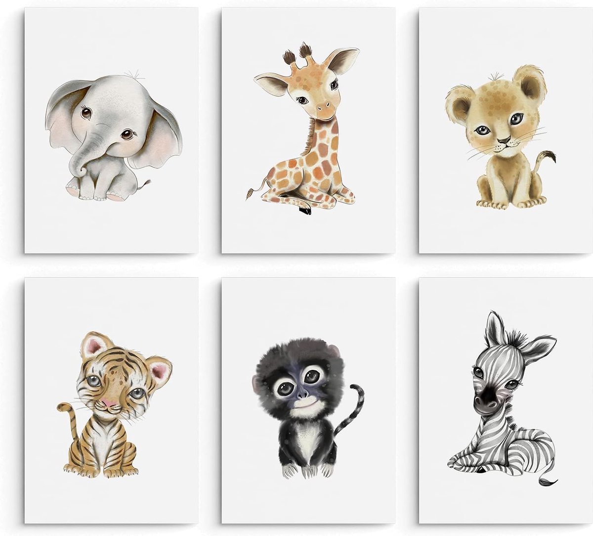 Kinderfoto's voor kinderkamer, decoratie voor kinderen, meisjes, 30 x 40 cm, zonder lijst, kleine dieren in Afrika