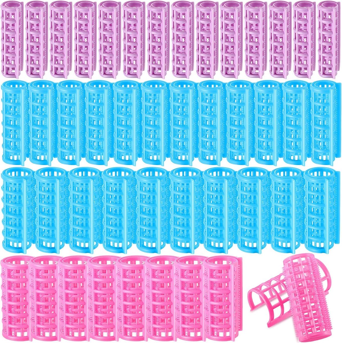 44 stuks plastic haarrollers, zelfgreeprollers, kappers, krulspelden zonder hitte, haarkrulspelden voor doe-het-zelf kappers, 4 maten