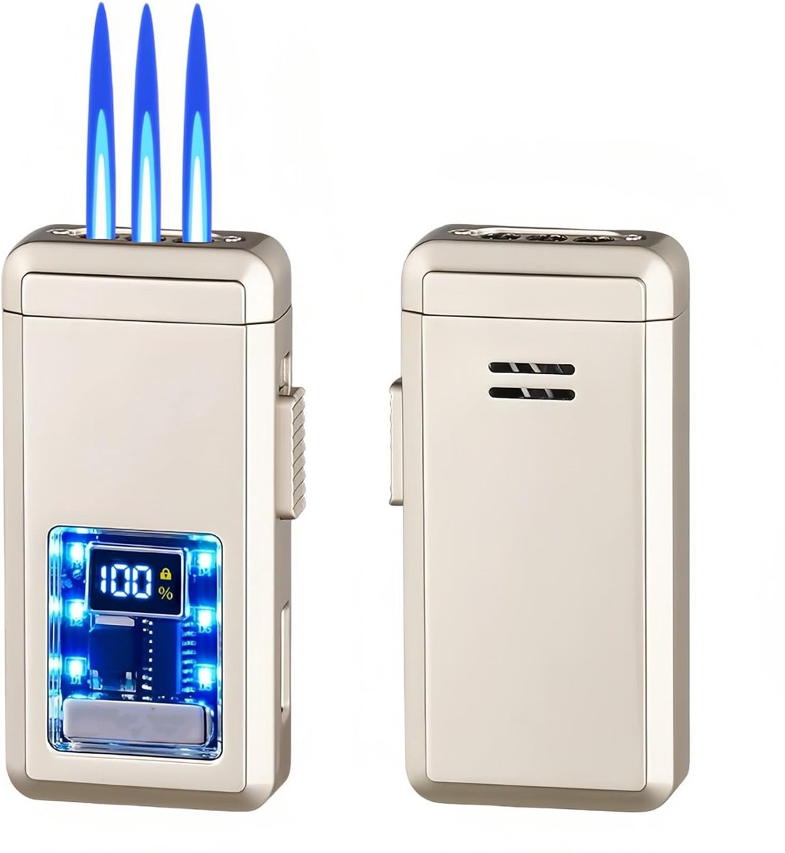 Aansteker Met Spraakgestuurde Ontsteking En Transparante Behuizing – Navulbaar Ontwerp En Pulserende Boog – Windbestendig En 220 mAh – Geschenkverpakking – Voor Wandelen, Vissen En Kamperen – Goud