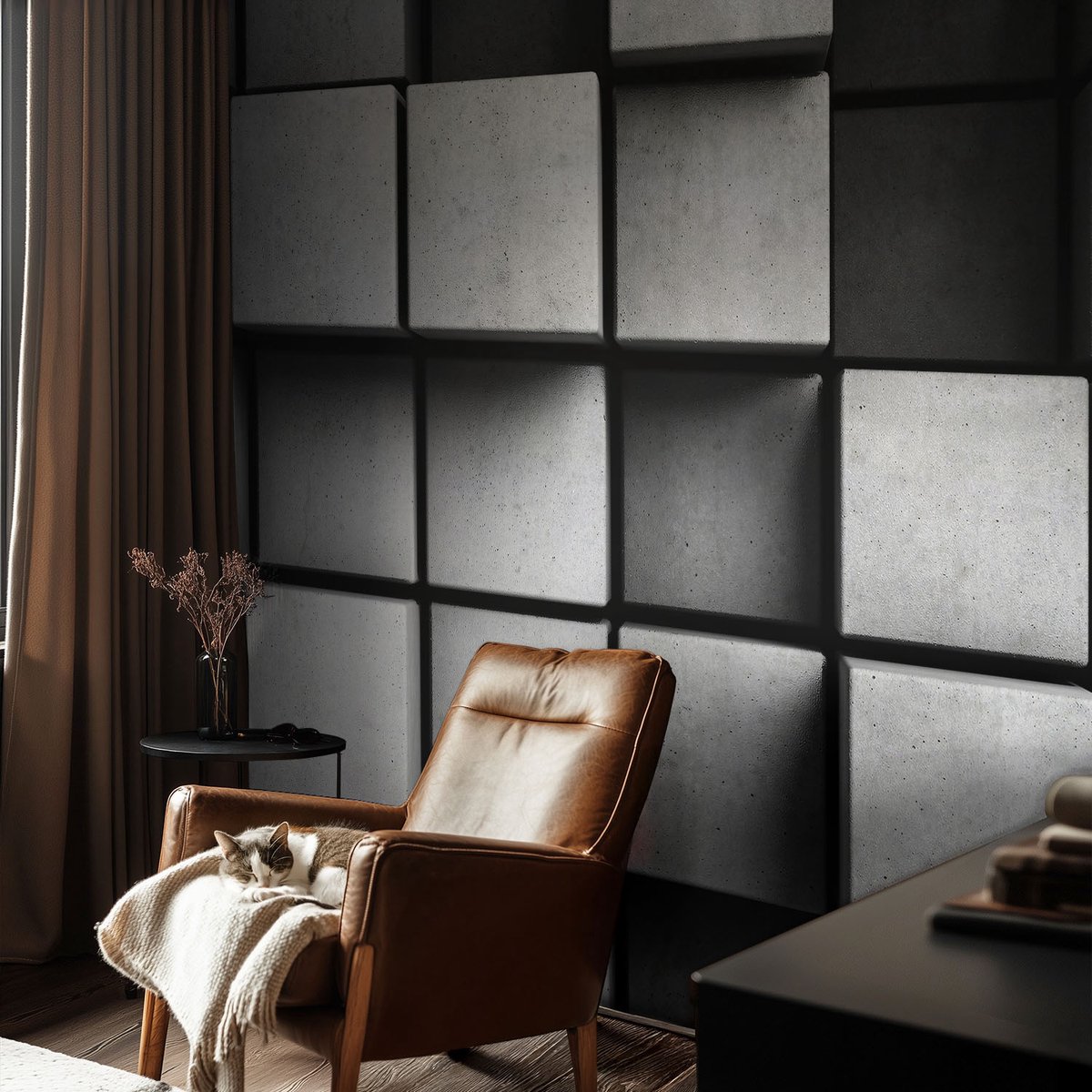 Coloray Vliesbehang - Grijs Snellijm Behang - 104x70 cm - Geometrische Kubussen Muurschildering - Slaapkamer behang Geometrie - Fotobehang Vlies - Slaapkamer behang