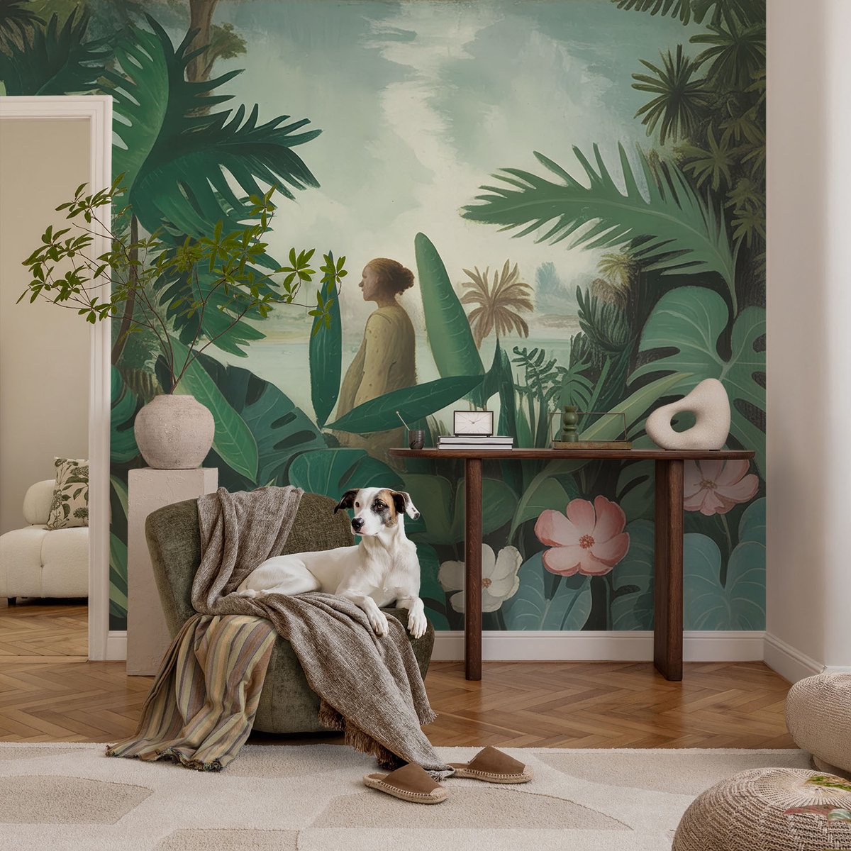Coloray Vliesbehang - Groente Snellijm Behang - 104x70 cm - Exotische Jungle Fotobehang Vlies - Hal behang Bloemen En Planten - Muurschildering - Hal behang