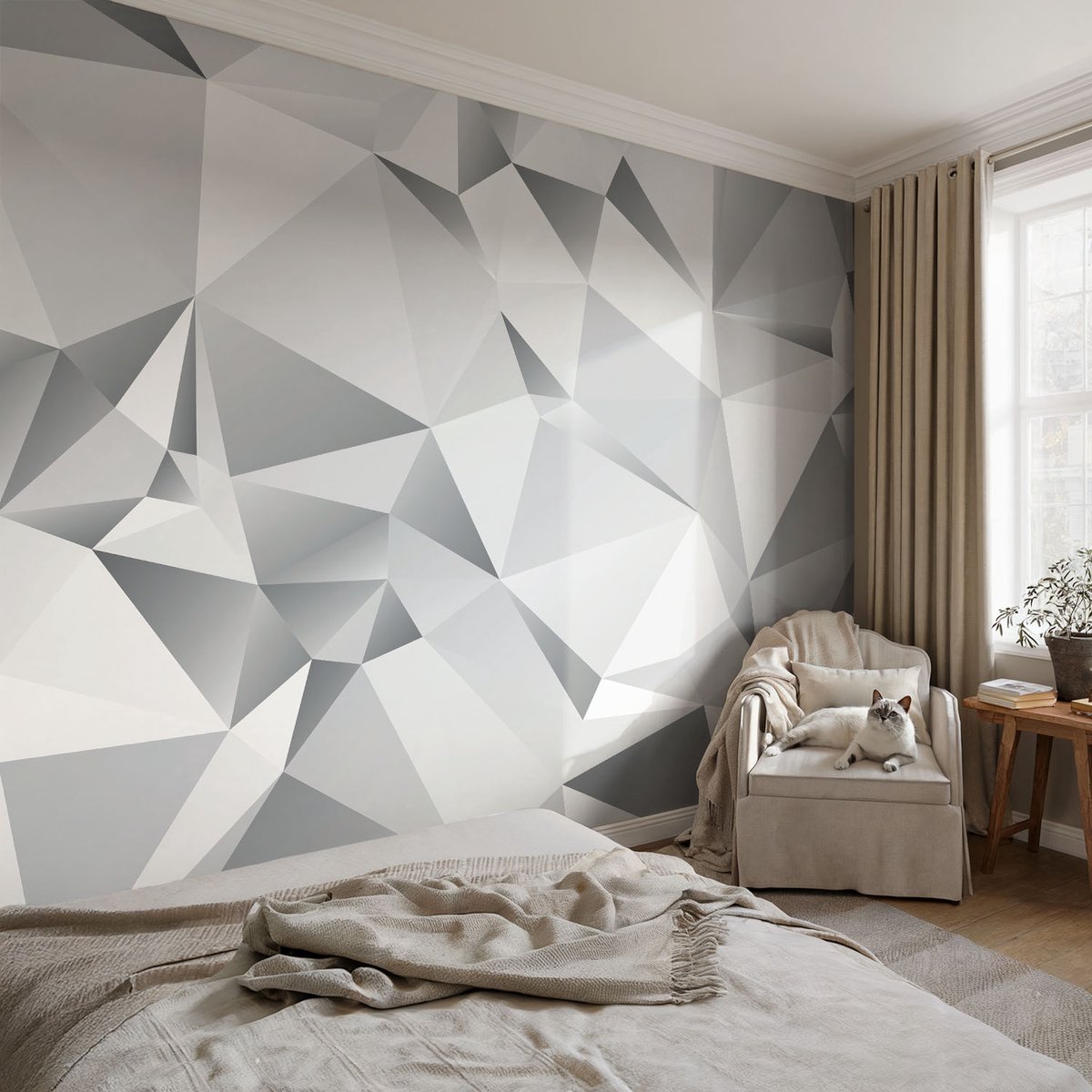 Coloray Vliesbehang - Grijs Snellijm Behang - 104x70 cm - Abstracte Geometrie Fotobehang Vlies - Hal behang Achtergronden En Patronen - Muurschildering - Woonkamer behang