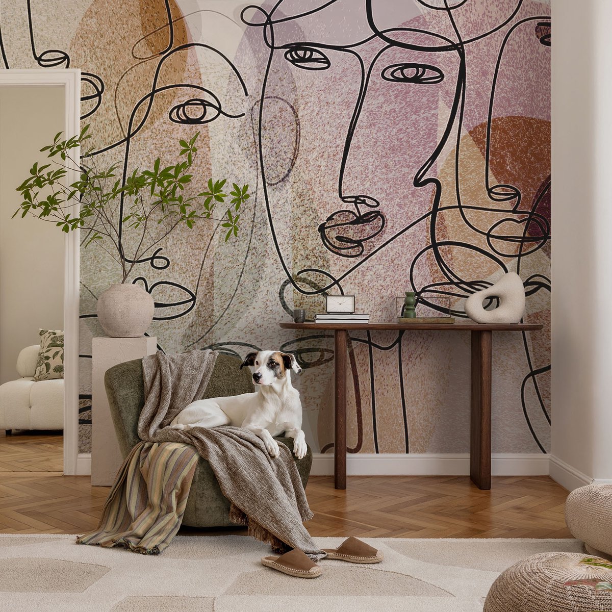 Coloray Vliesbehang - Zwart Snellijm Behang - 104x70 cm - Lineaire Vlakken Fotobehang Vlies - Woonkamer behang Deel - Muurschildering - Hal behang