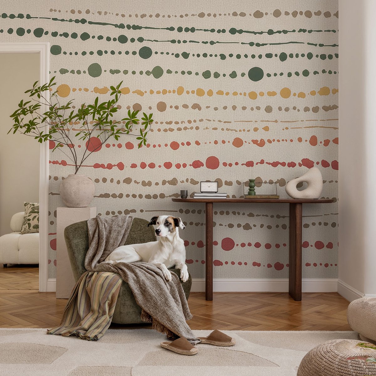 Coloray Vliesbehang - Groente Snellijm Behang - 104x70 cm - Kleurrijke Stippen Muurschildering - Slaapkamer behang Abstractie - Fotobehang Vlies - Slaapkamer behang