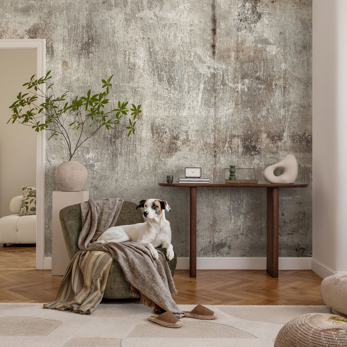Coloray Vliesbehang - Grijs Snellijm Behang - 104x70 cm - Industriële Ruimte Muurschildering - Gang behang Texturen - Fotobehang Vlies - Slaapkamer behang