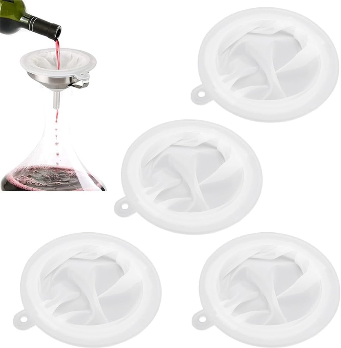 4 stuks zeeffilters, netfilter, 100/200/300/400 mesh, keukenzeef, nylon filter voor levensmiddelen, netfilter voor olijfolie, sap, wijn, melk