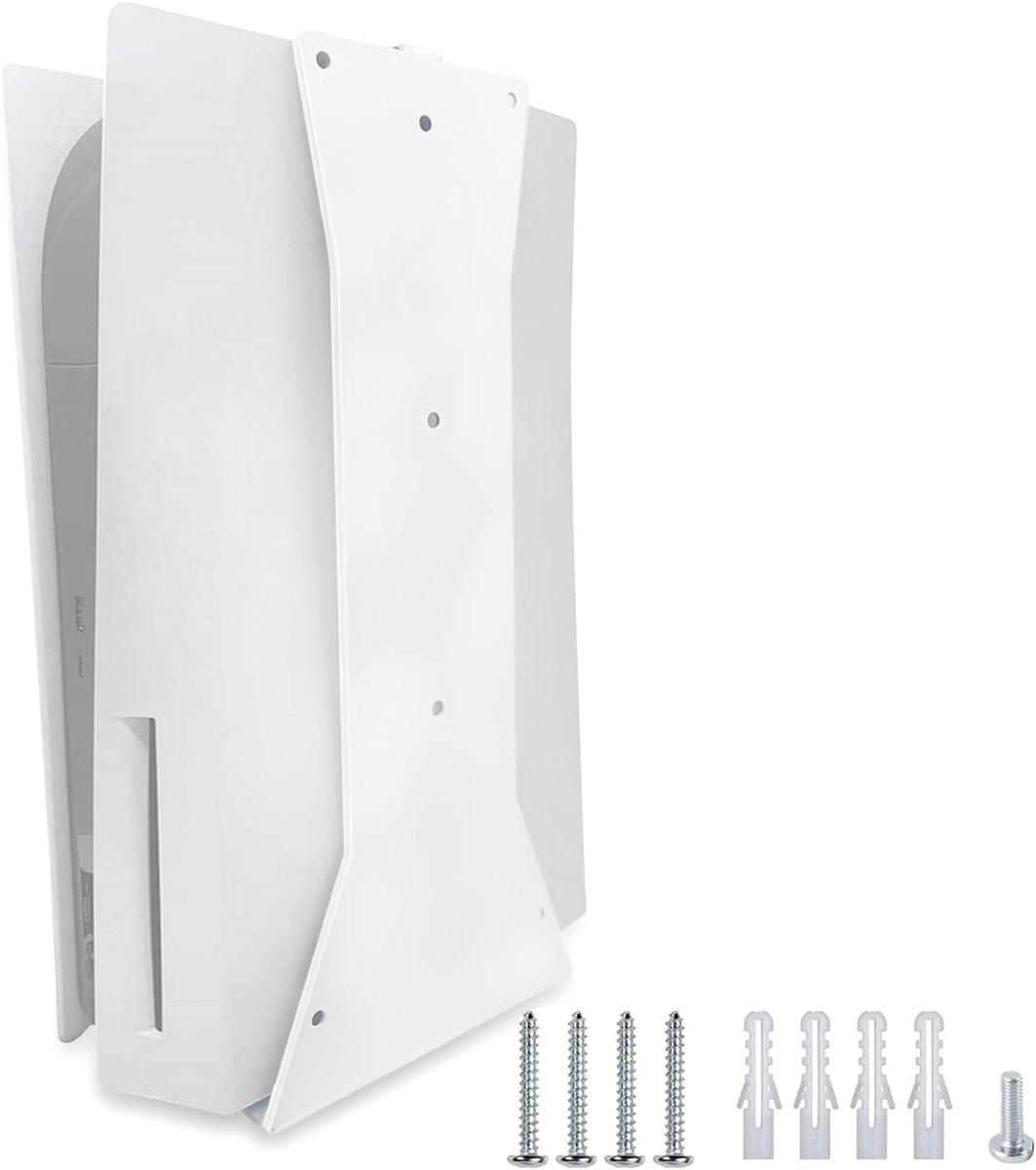 muurbevestiging (disc en digitaal), stabiele muurstandaard voor Playstation 5, roestvrijstalen coating met schroeven(Wit)