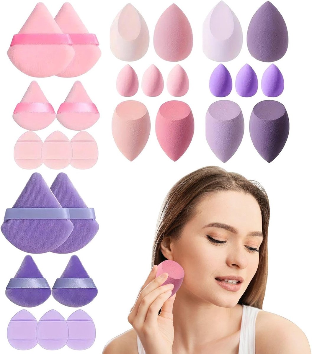28 stuks make-upspons, schoonheidsei-bladerdeeg, foundation-make-up-apparaat, make-up-gereedschapsset, duimbladerdeeg.