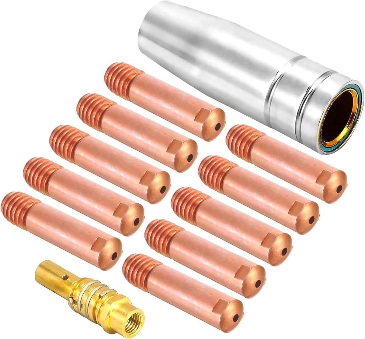 Slijtageonderdelen set 1 gasmondstuk conischb 10 stroommondstuk M6 0,8 mm 1 mondstuk geschikt MIG Welder verbruiksartikelen accessoires voor AK15 Torch Gun lasapparaat - 12