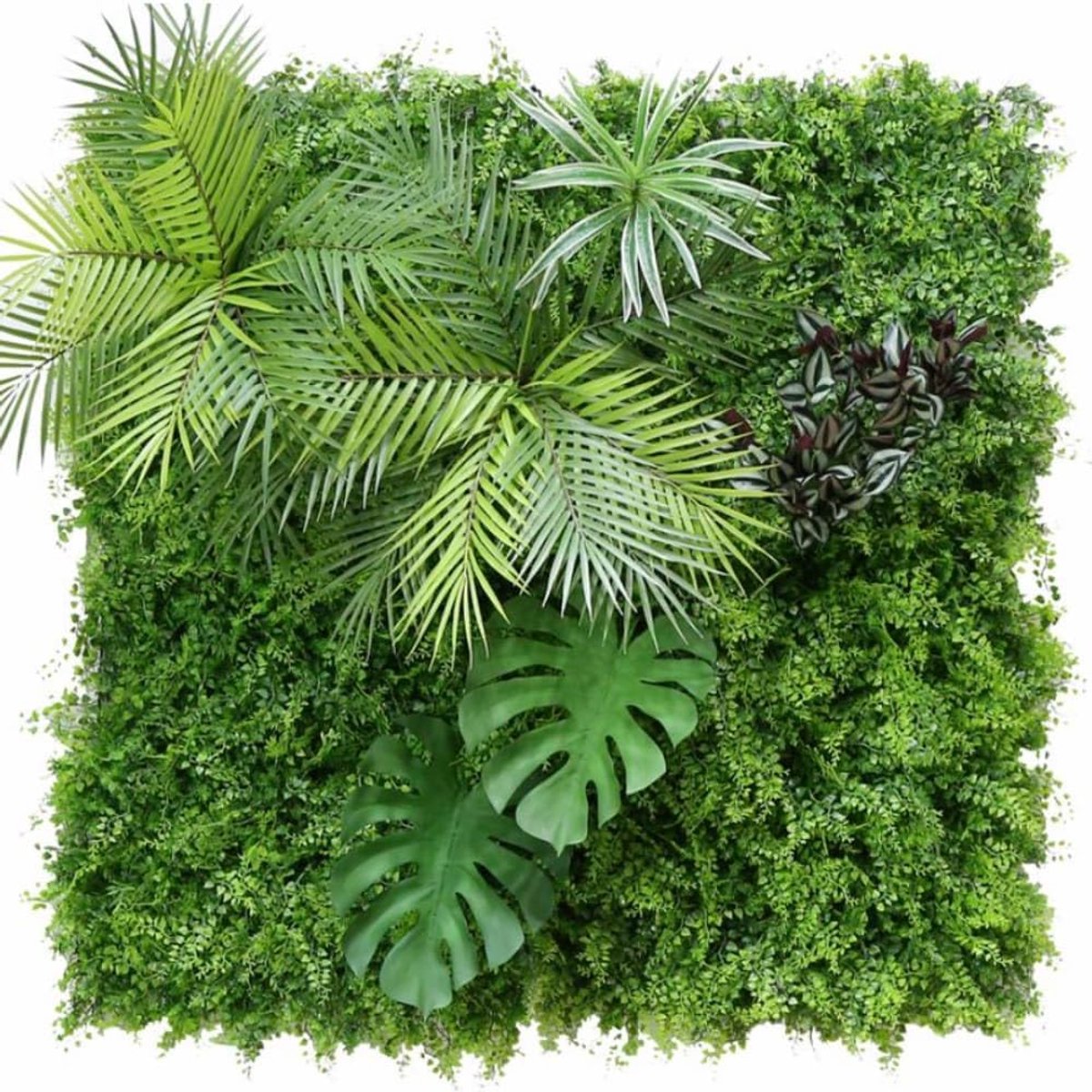 Kunstmatige Plantenmuur Binnen Heaven - Bloemenmuur Badkamerdecoratie 100 x 100 cm - Eenvoudig aan te brengen - Bureaudecoratie met Kunstplanten - Anti-UV-behandeling