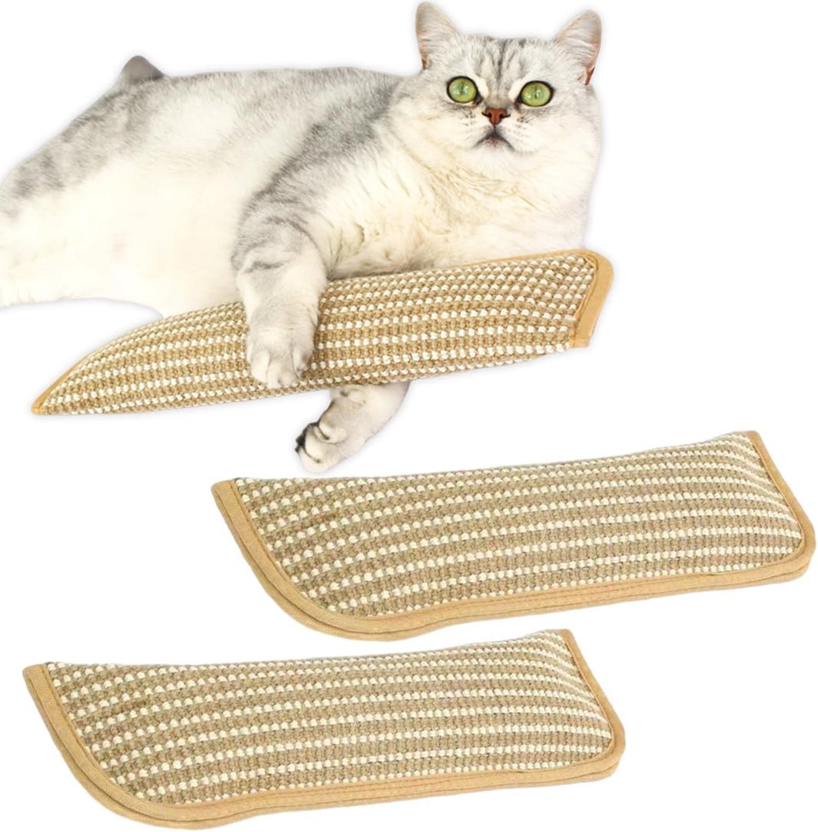 2 stuks kattenspeelgoedset, kattenspeelgoed, sisal, interactief speelgoed, sisal knuffelkussen, zacht groot (28,5 x 8,5 cm)
