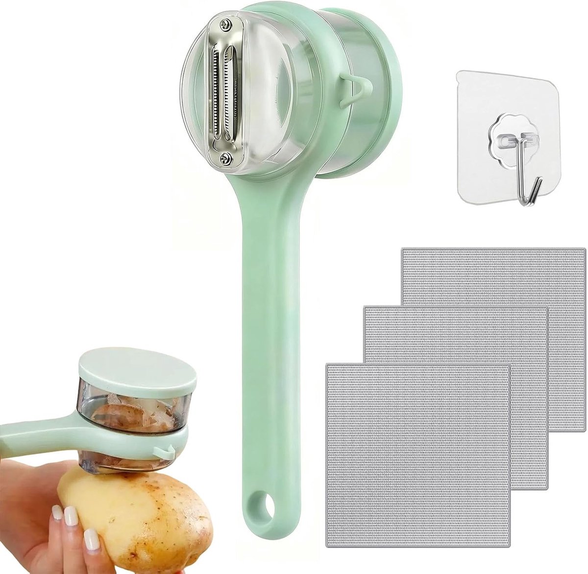 Groenschiller voor keuken, aardappelschiller, fruitwortel, veggie-schiller met ingebouwde schilvanger, dunschiller met ergonomisch antislip handvat, vaatwasmachinebestendig voor thuis, kantoor en
