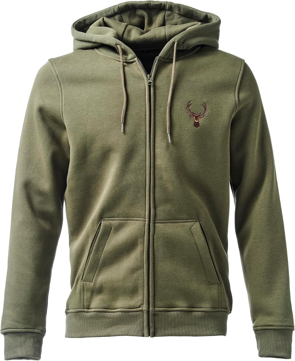 Fleece jas: hert - cadeaus voor een jager - Jachtjas - Werkkleding - Fleece Jacket Outdoor - Berg - Sport - Vrije tijd - Groen - Unisex