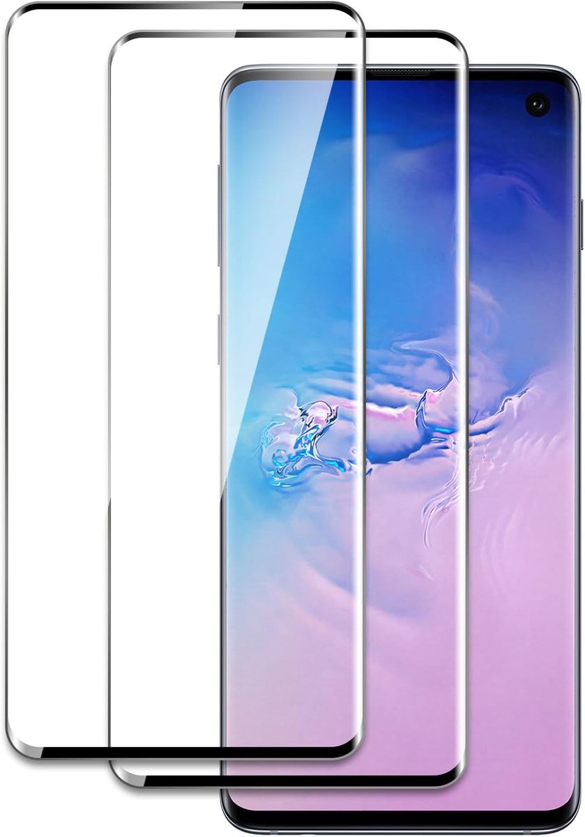 Displaybeschermfolie van gehard glas voor Samsung Galaxy S10, 3D Curved Edge to Edge, hardheid 9H, schokbestendig, krasbestendig, luchtbelvrij, eenvoudige installatie, 2 stuks