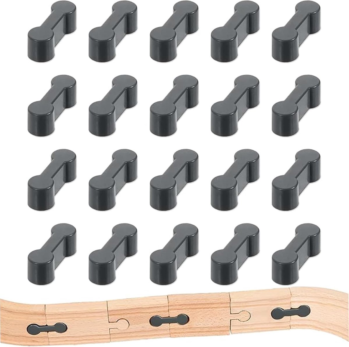 20 stuks houten railadapters, verbindingsstukken, adapters compatibel met Brio, Lillabo, Thomas and Friends, Melissa en nog veel meer