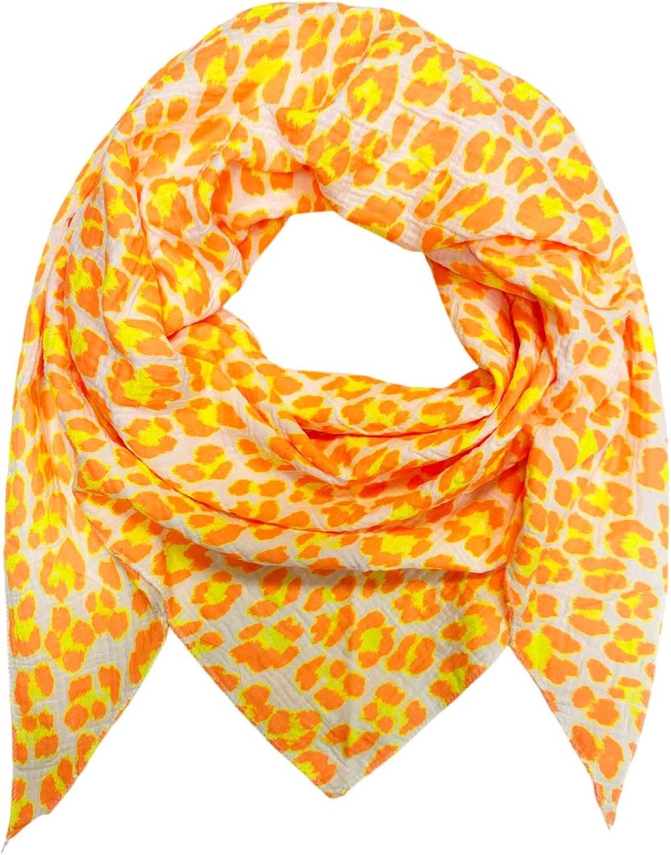 Driehoekige gebreide sjaal luipaard lente sjaal 100% katoen Made in Italy Fashion doek driehoekige sjaal stola herfst lente doek Leo