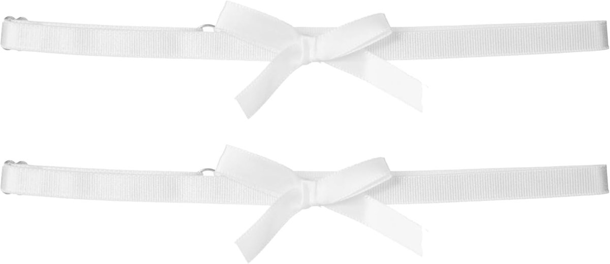 Kousenbanden voor bruid, bruiloftskousenbanden voor bruiden, 2 stuks, verstelbare elastische dijbeenbanden met witte strik (wit)