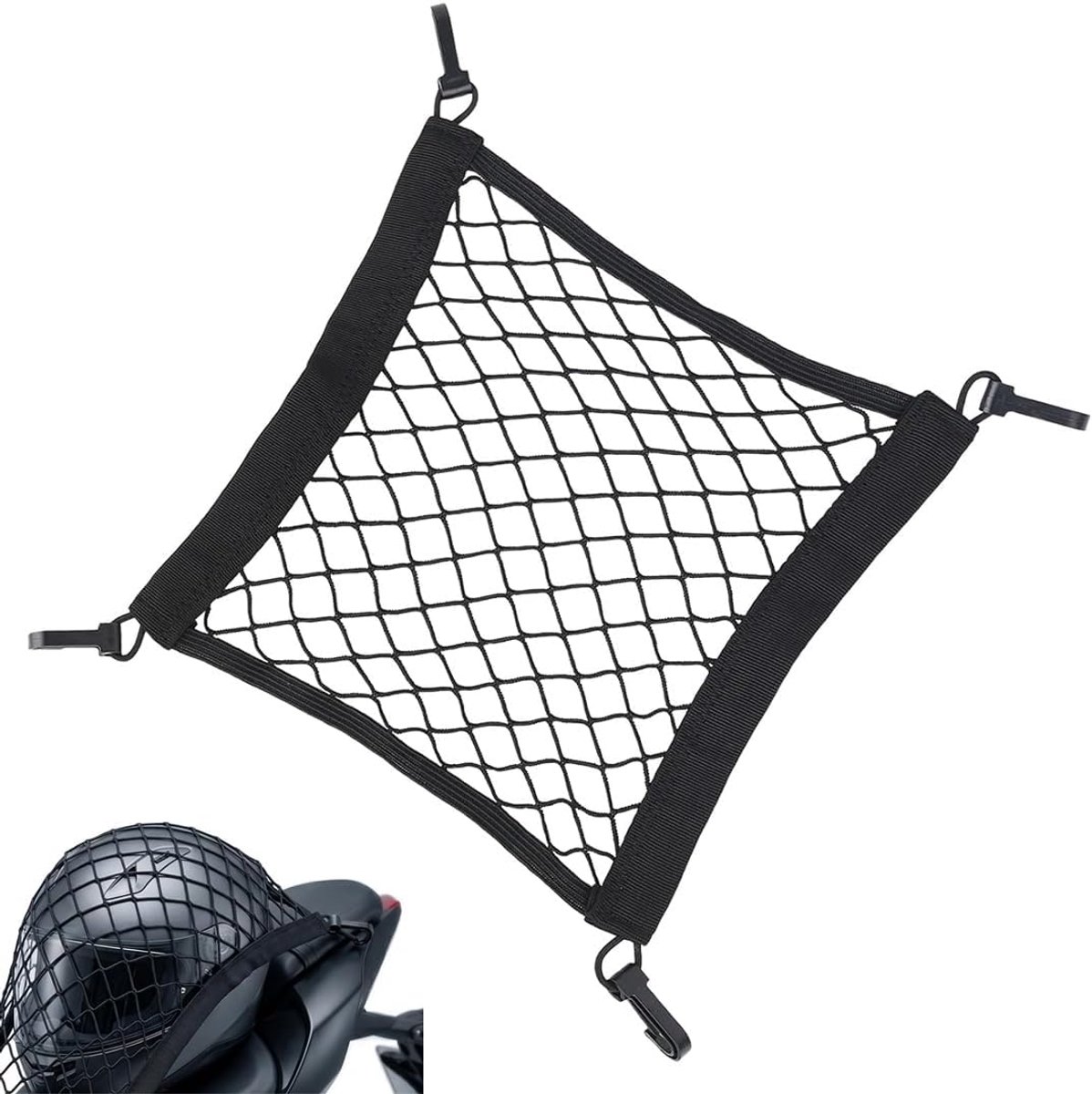 Moto Elastico 28X30Cm, Rete Di Carico Universale Con 4 Ganci Robusti, Perfetta Per Biciclette, Monopattini, E-Bike E Moto, Mantiene Al Sicuro I Tuoi Oggetti