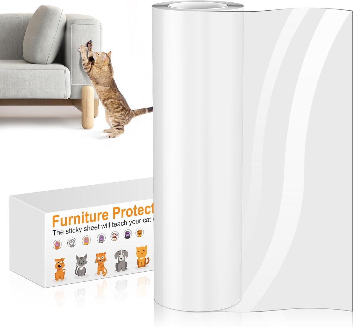 Kattentape, 3 m (30 cm x 3 m), bank, transparant, krasbescherming, pad, meubelbescherming, krabpads voor meubels, bank, deur, muur, krasafweer van katten en honden