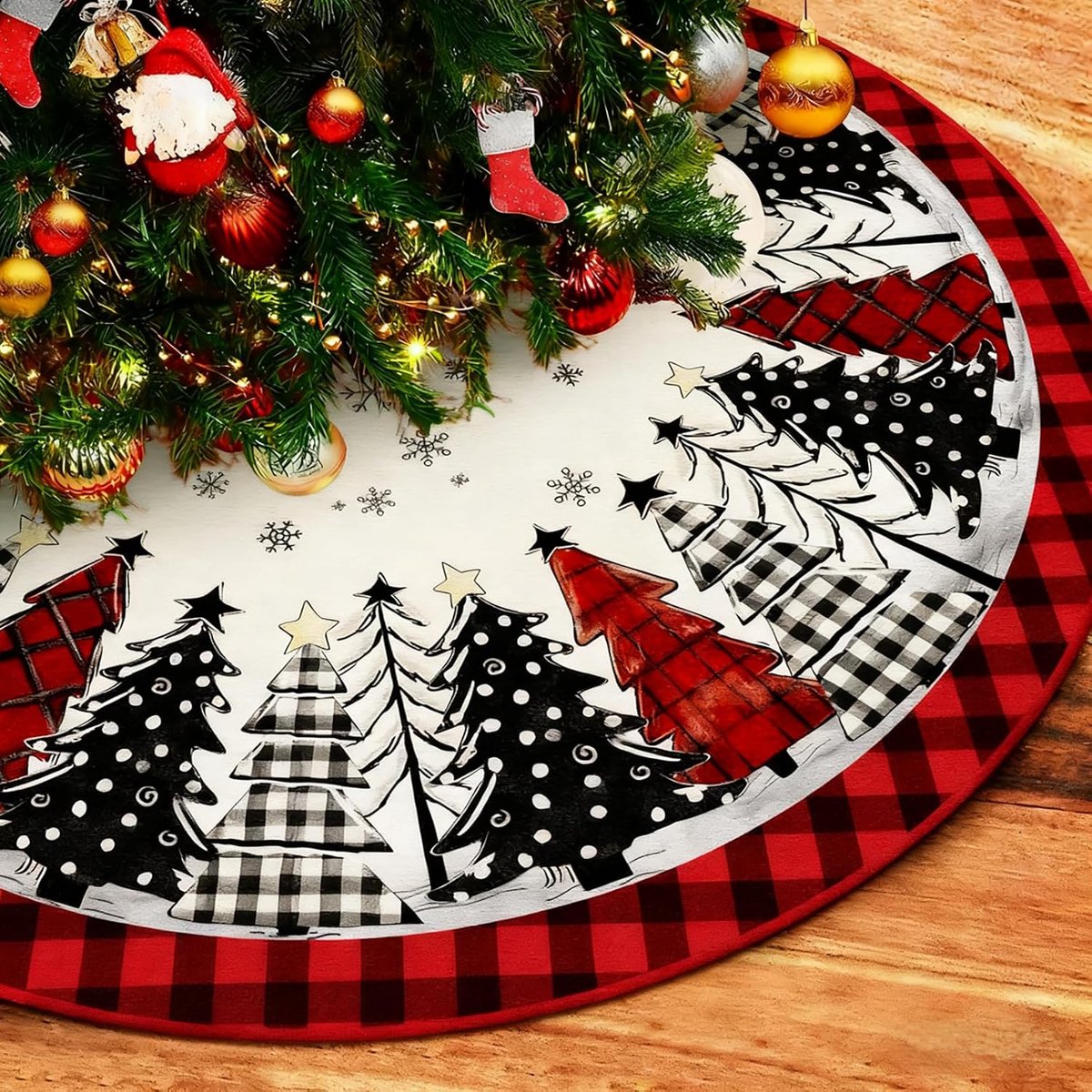 120 cm ronde kerstboomdeken, rode kerstboomrok, 122 cm, voor Kerstmis, vakantie, decoratie, boomversiering