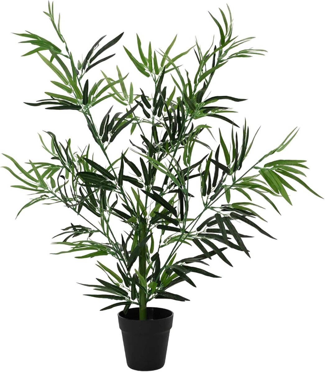 Kunstbamboeboom, 90 x 14 x 80 cm, realistische kunstplant voor woonkamer en kantoor, decoratieve kamerboom van stof en bamboe