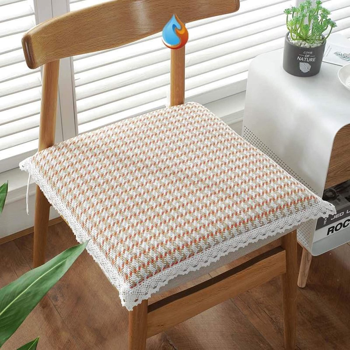 Dikke Eetkamerstoelkussens, Streep Effen Kleur Zachte Zitkussens Stoelen Gewatteerde Kussens Met Tie Voor Eetkamer Thuiskantoor Keuken Binnen-B 50x50cm/15,7 "x15,7"