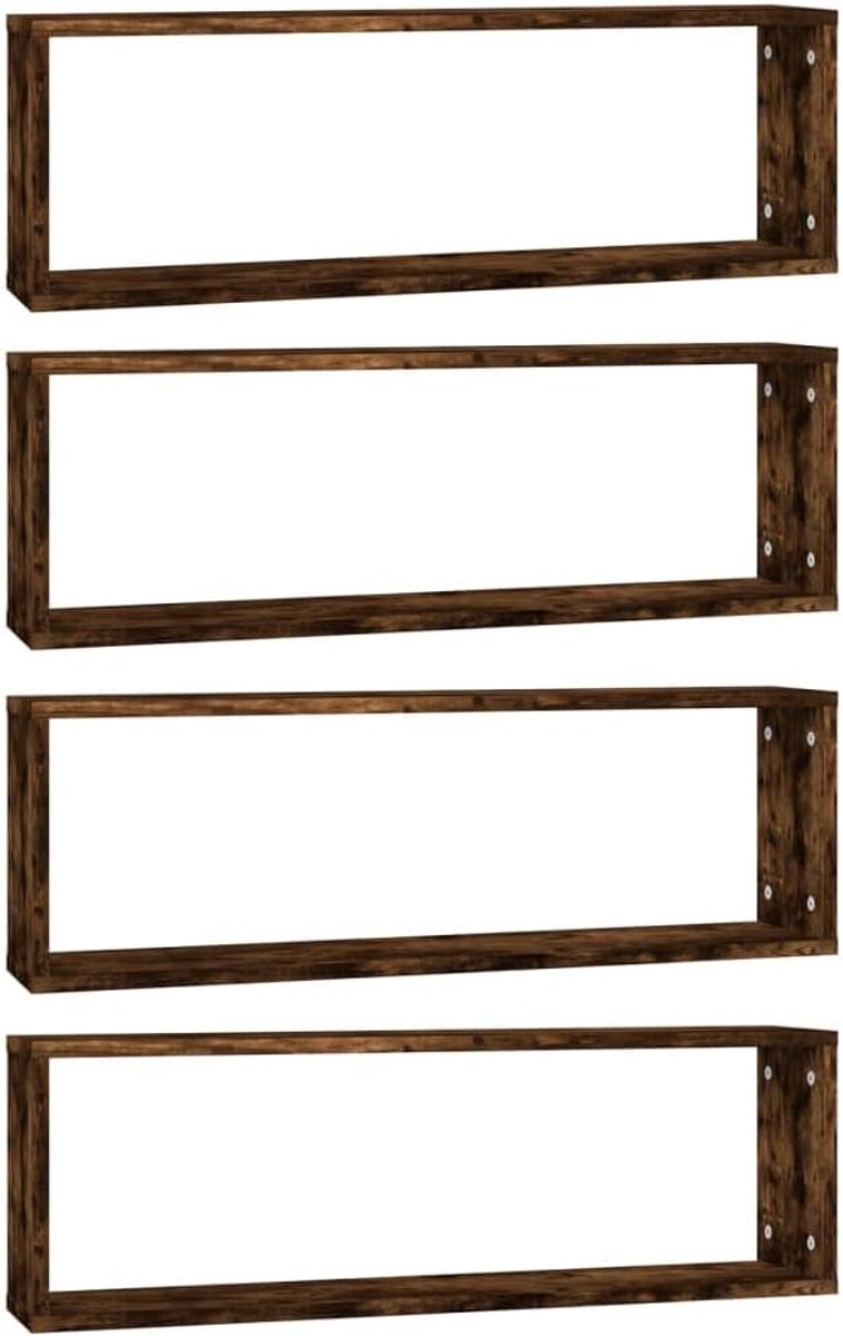Wandrek, 4 stuks, rokerig eikenhout, 80 x 15 x 26,5 cm