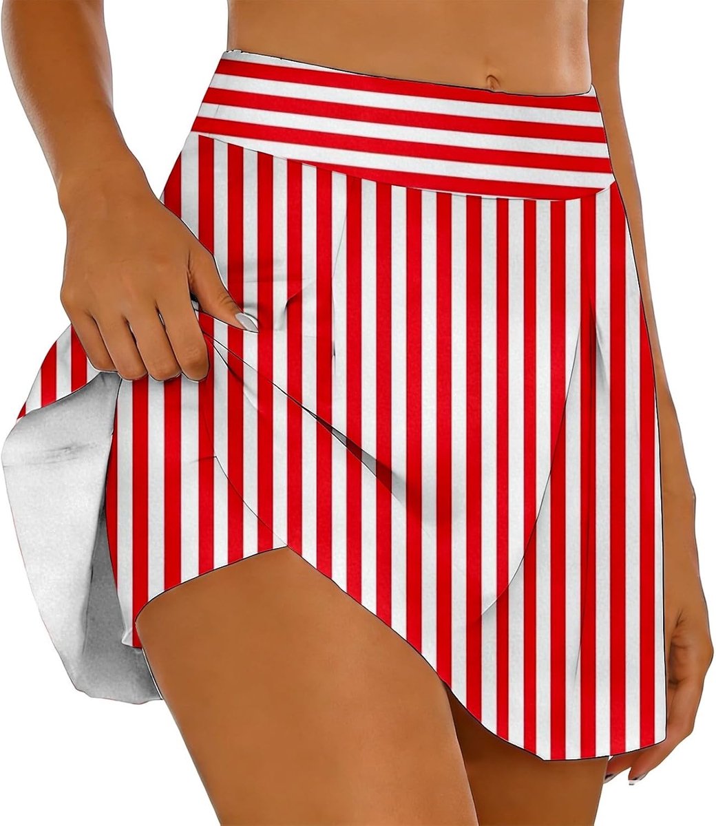 Damesrok met hoge taille, trapezium, uitlopend, portemonnee, geplooid, potlood, bedrukt, bloemen, gestreept, rekbaar, dagelijks gebruik, vakantie, strand, cocktail, satijn, A127