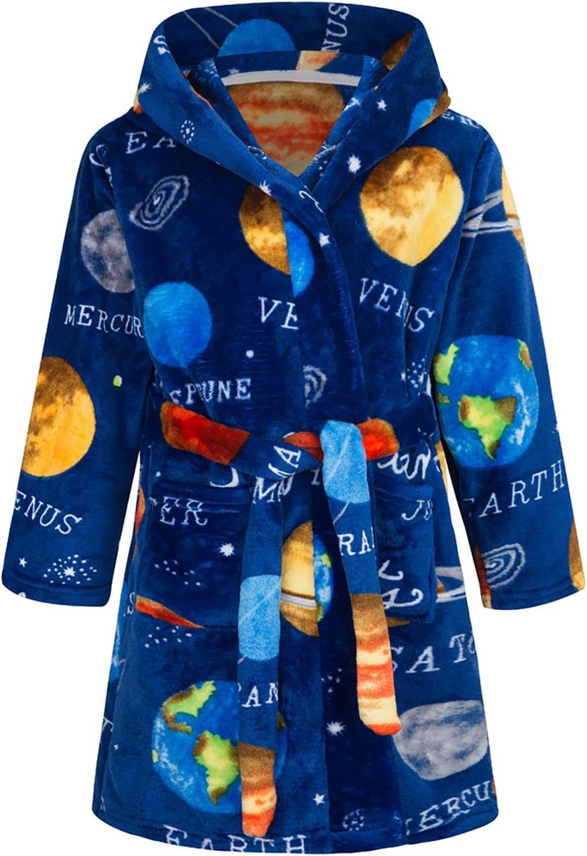 Badjas voor jongens, zachte en warme badjas voor kinderen, flanellen fleece badjas met capuchon voor kinderen