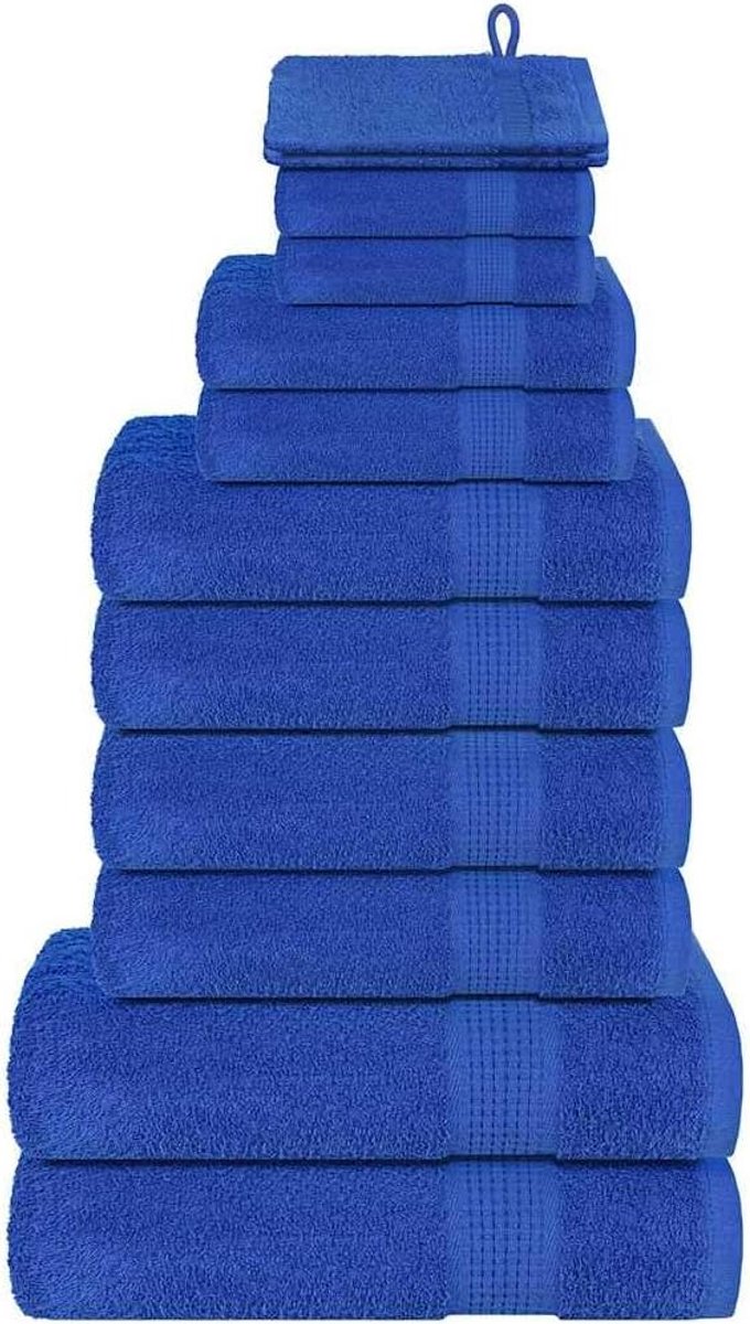 12-delige handdoekenset Frog, katoenen badstof handdoeken set voor badkamer, gasten & douche, absorberende handdoeken met lus, blauw 360 g/m²
