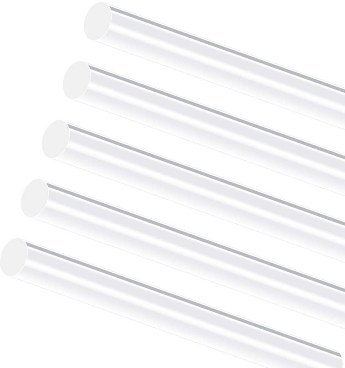 5 stuks acrylstaven, ronde staven, 14 x 300 mm, 0,3 m, HQMYKOR acryl transparante ronde staven, heldere acrylstaaf voor doe-het-zelf knutselen, verlichting, kunstcreaties, modelbouw