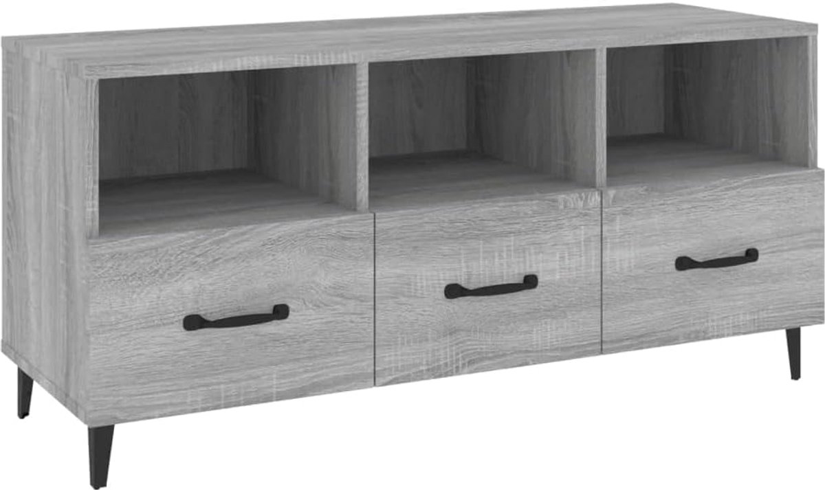 TV-sideboard, tv-kast, tv-standaard, tv-tafel, tv-kast, grijs, Sonoma 102 x 35 x 50 cm, houtmateriaal voor woonkamer, slaapkamer, entertainment