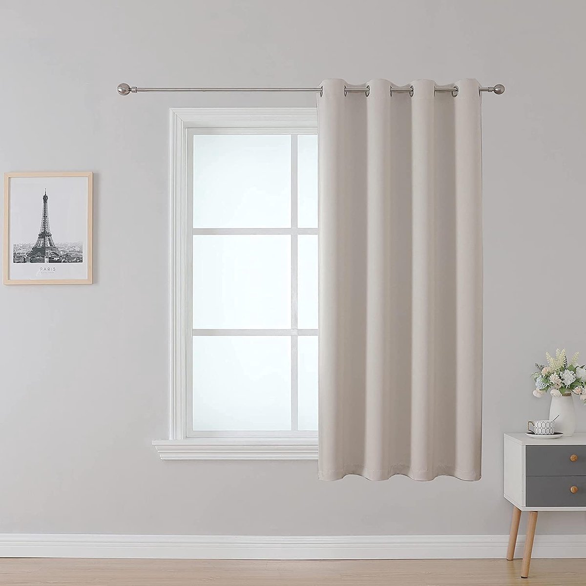 Gordijn vlamwerende verduisterende gordijnen kamerverduistering voor school klaslokaal slaapzaal verpleeghuis lichtbeige 132 x 63 cm 1 paneel