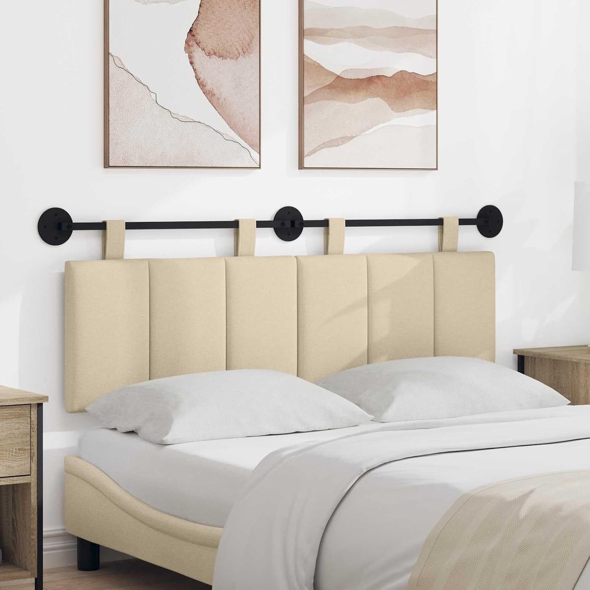 130x55cm, gevoerd bed-rugleuning crème