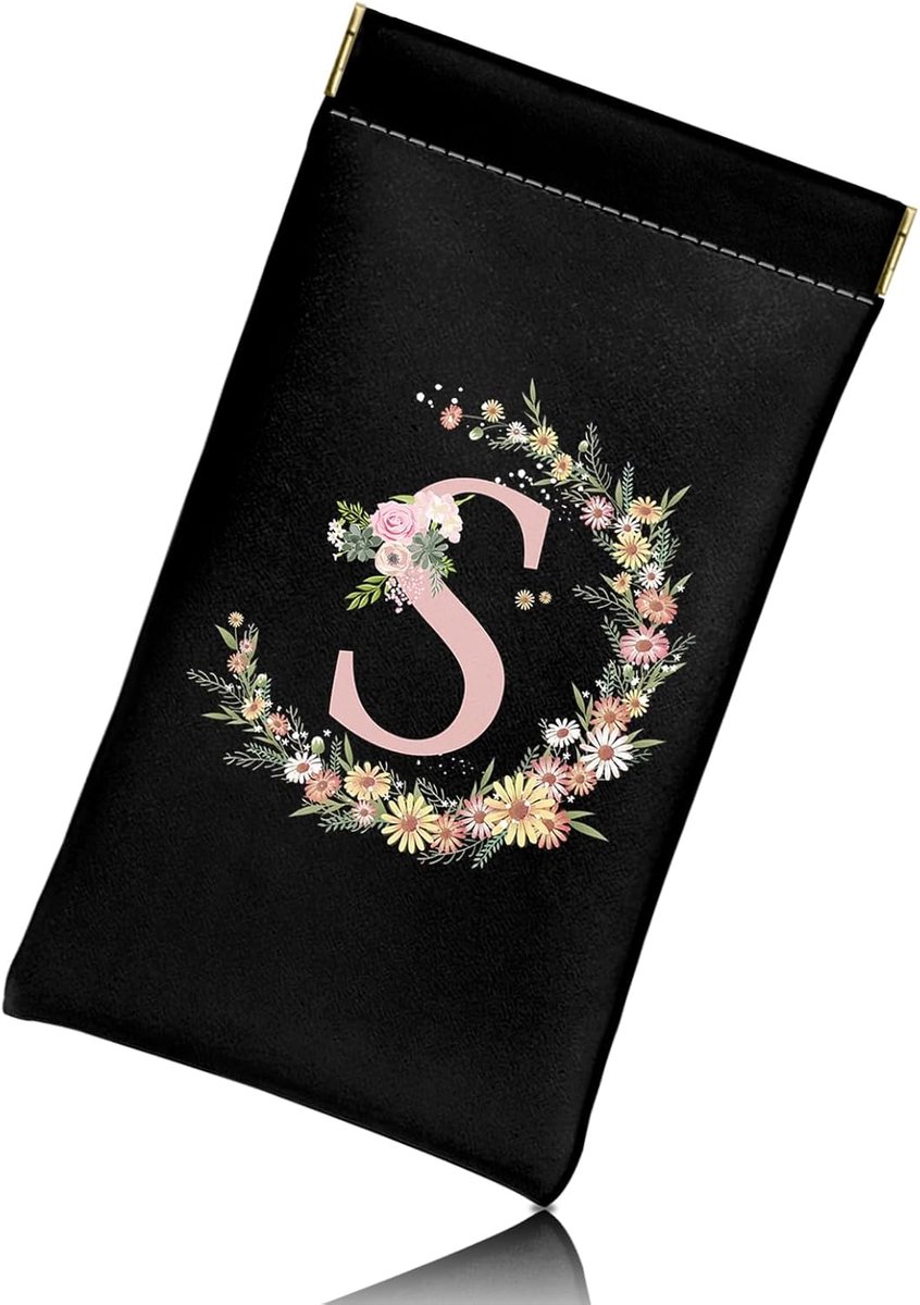 Bril Lenzenvloeistof Zonnebril Case Pouch Eerste Letter Zacht PU Leer Leuke Esthetische Met Reinigingsdoek Vrouwen Meisjes