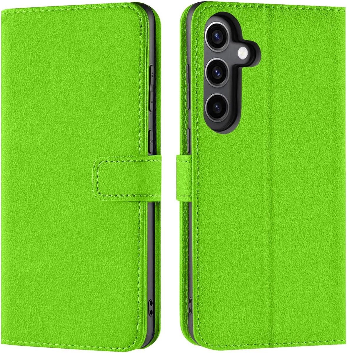 Hoes voor mobiele telefoon voor Samsung Galaxy S24 FE, bookcase, tas, flipcover voor Samsung S24 FE, hoesje met kaartvakjes, opstelfunctie, groen