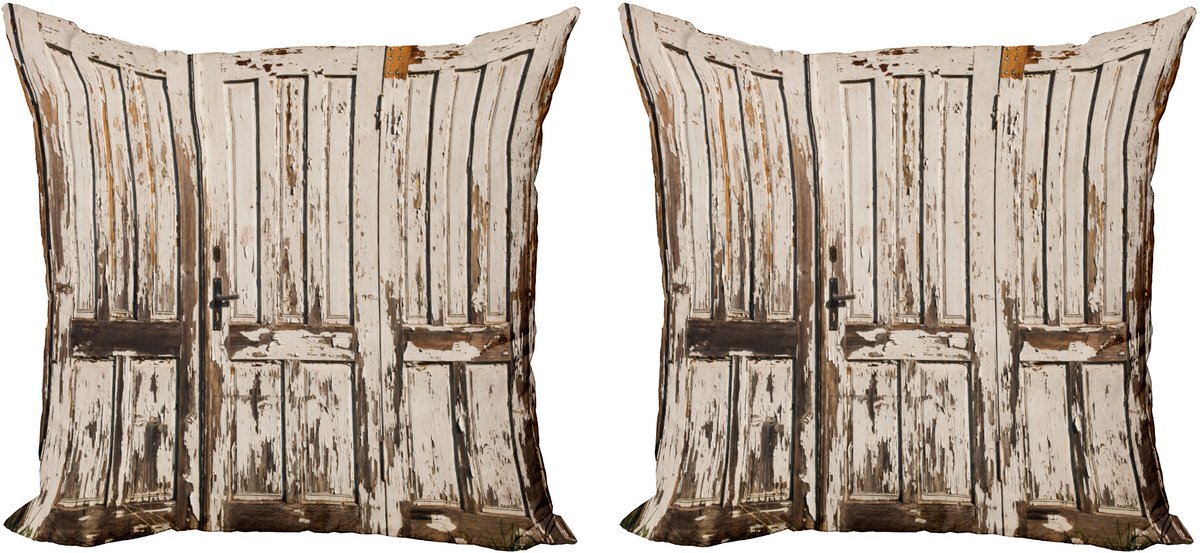 ABAKUHAUS Vintage Sierkussenhoes Set van 2, Vertikal Rustiek Planks, Modern Accent Dubbelzijdige Digitale Print, 40x40, Bruin Wit