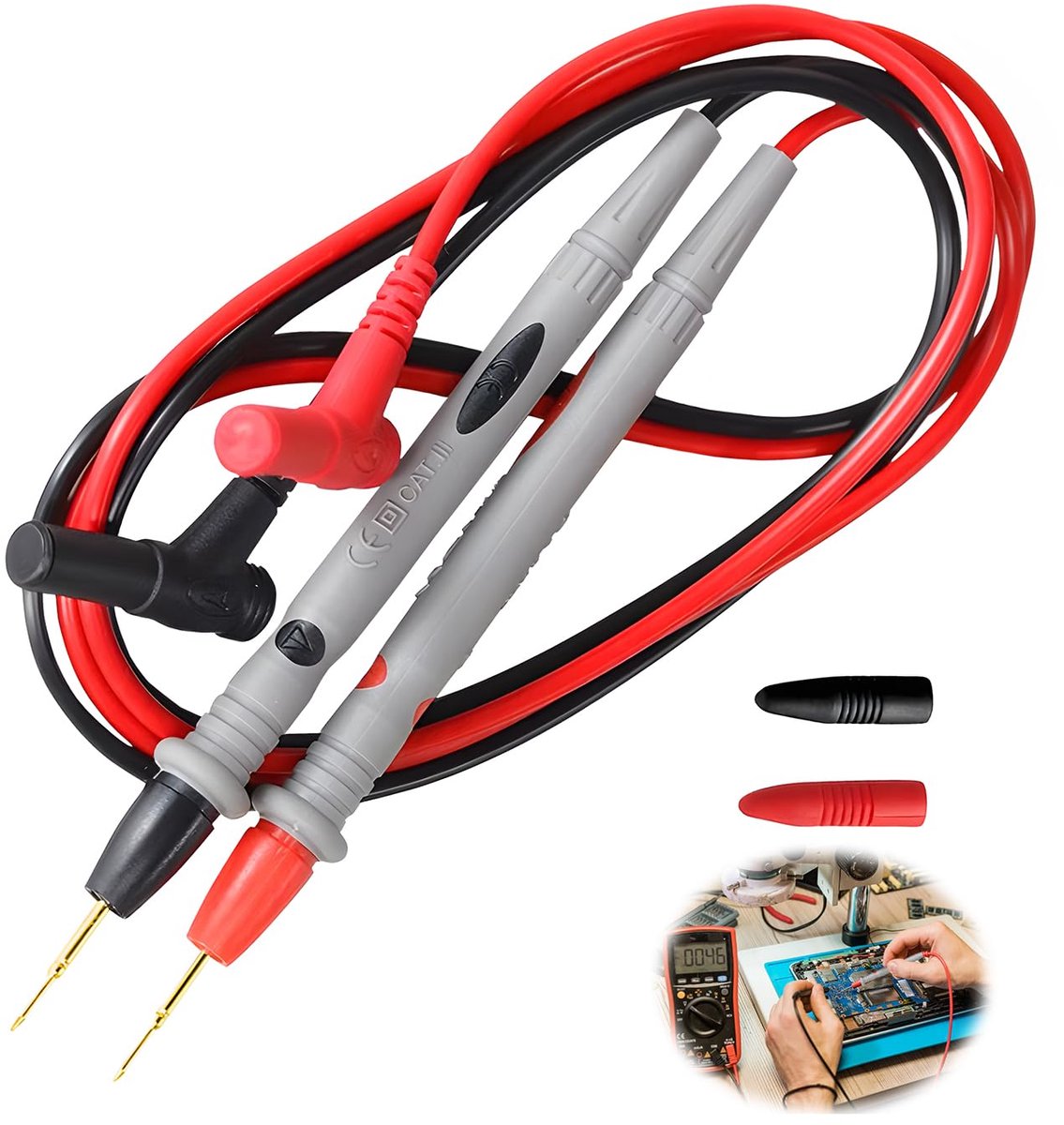 Meetpunten voor multimeter, fijn verguld, nauwkeurige siliconen meetkabel