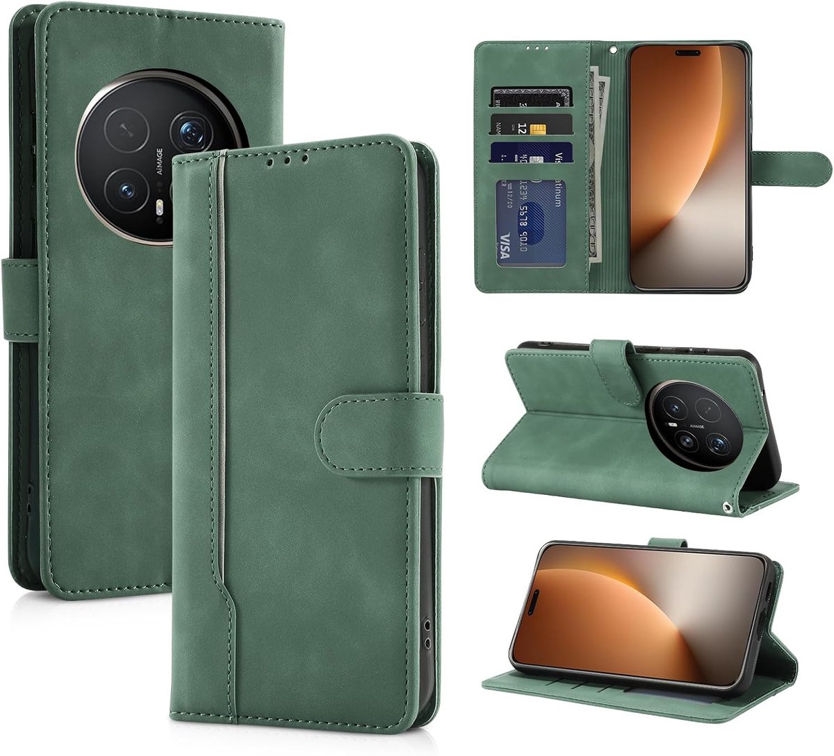 Telefoonhoesje voor Honor Magic 8 Pro, inklapbaar, groen