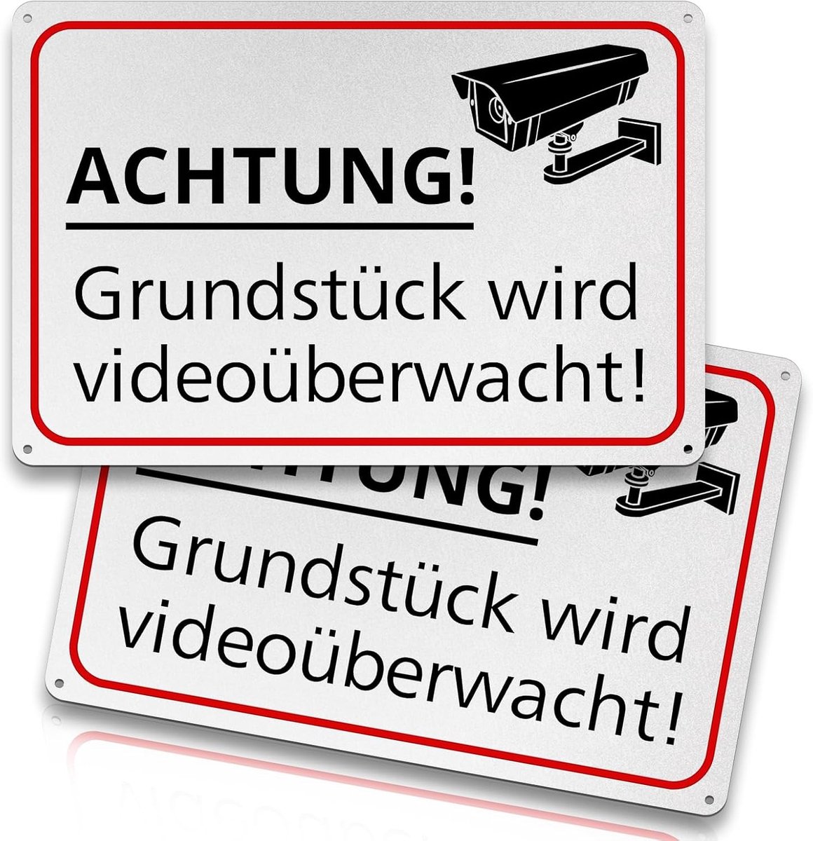 2 stuks borden voor videobewaking, camera-bewakingsbord, aluminium, waarschuwingsbord voor privéterrein buiten, voordeur, oprit, veiligheidsbord (15 x 15 cm)