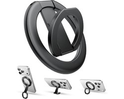 Tounee Dubbelzijdige magnetische telefoonringhouder compatibel met MagSafe, N52 sterke magneetgreep & inklapbare standaard, voor iPhone 17 16 15 14 Pro Max (Zwart)