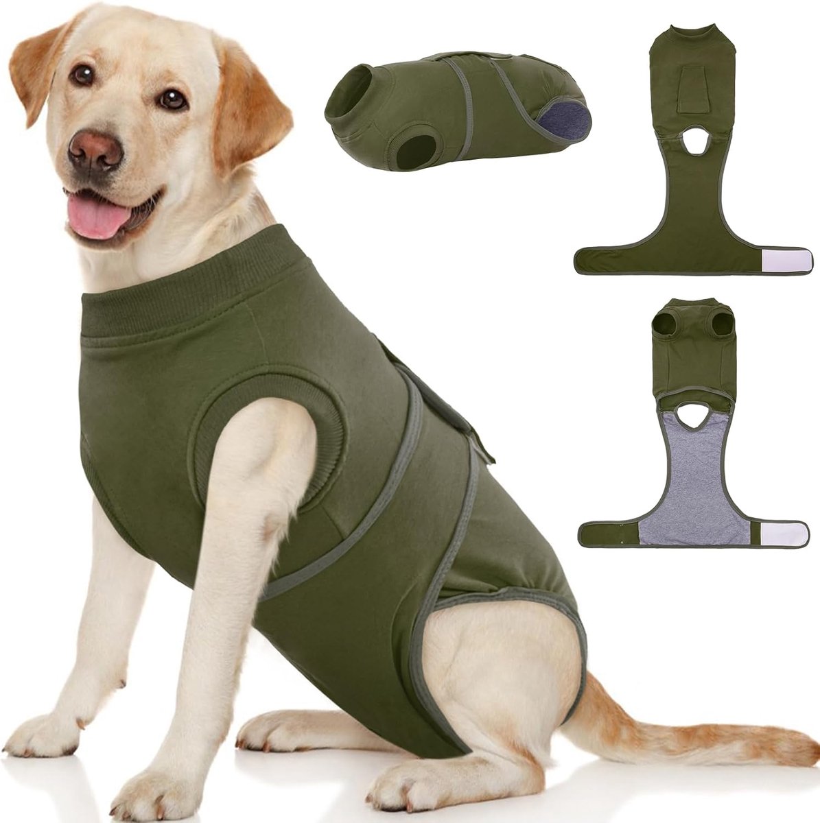 Hond Herstelpak, Post-Chirurgisch Onesie voor Vrouwelijke Honden, Groen, XL, Katoen/Spandex