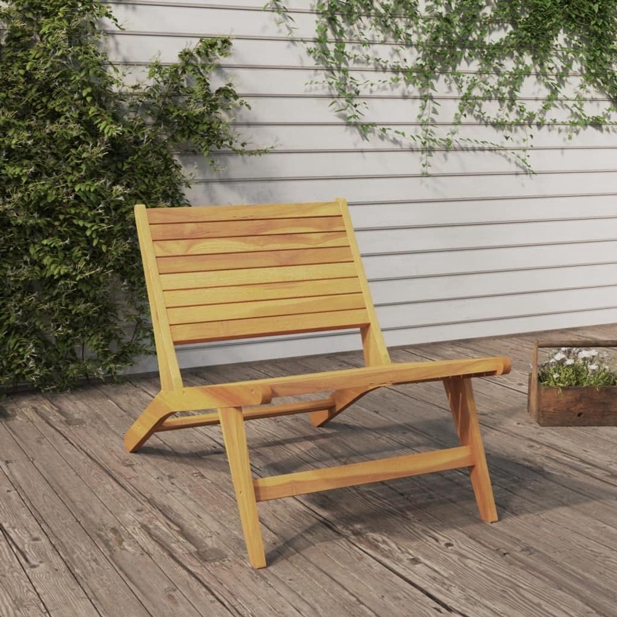 Tuinstoel van massief teakhout, robuuste structuur en klassiek design voor buiten, terras- en terrasstoel met inklapbare rugleuning, robuust