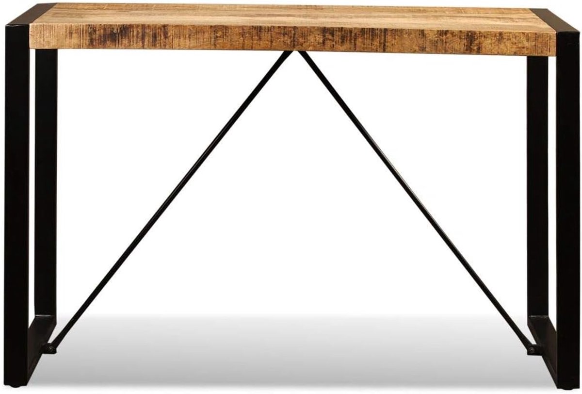 Houten eetkamertafel met stalen poten | retro bureau industrieel design | eettafel bartafel statafel bistrotafel 120 x 60 x 76 cm mangohout