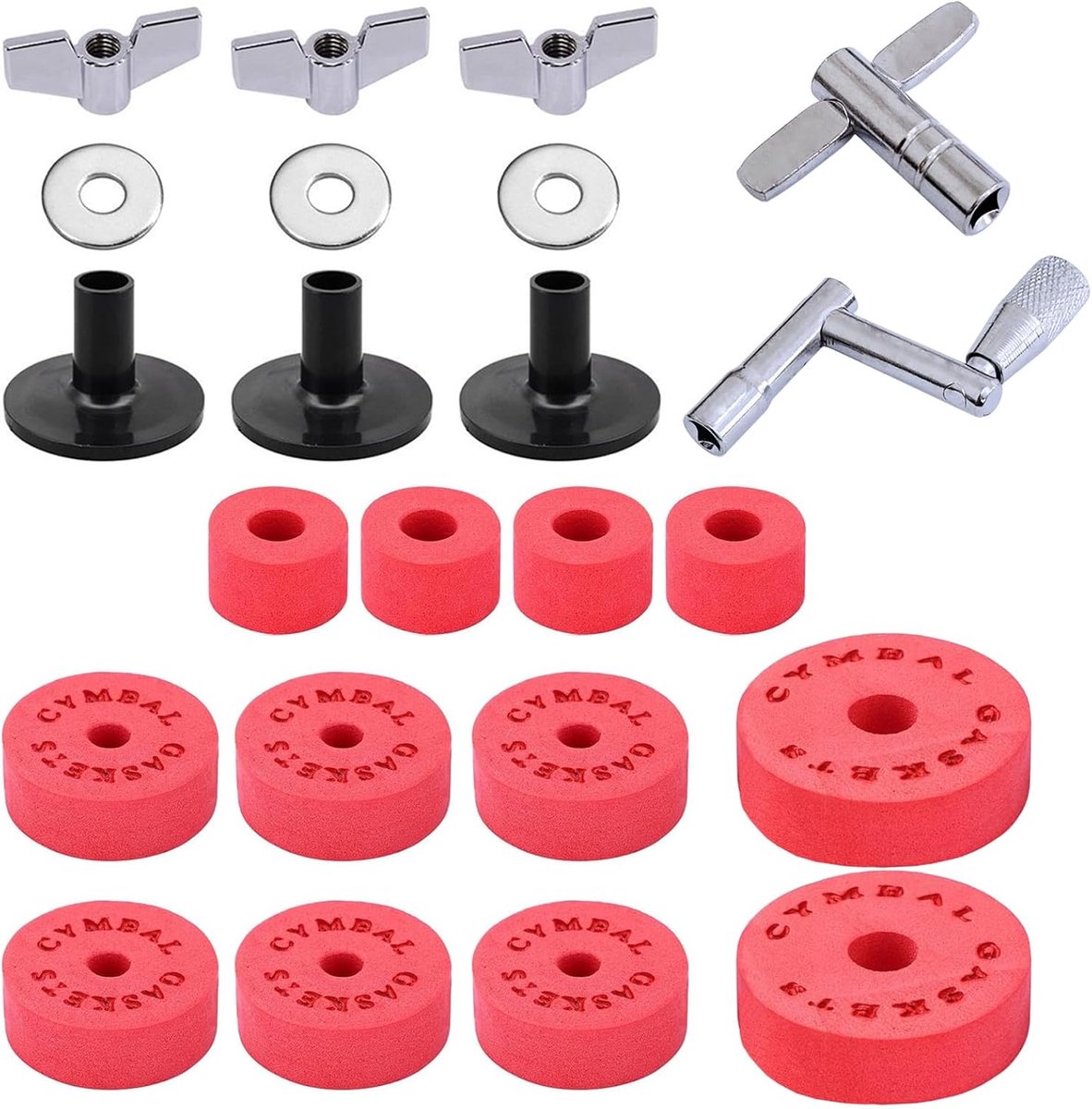 Dailygoods- Cymbal Vervangingsaccessoires - Bekkenstandbuizen - EVA Pads - Vleugelbouten - Wasmachines - Schokbestendig Materiaal - Drumaccessoires