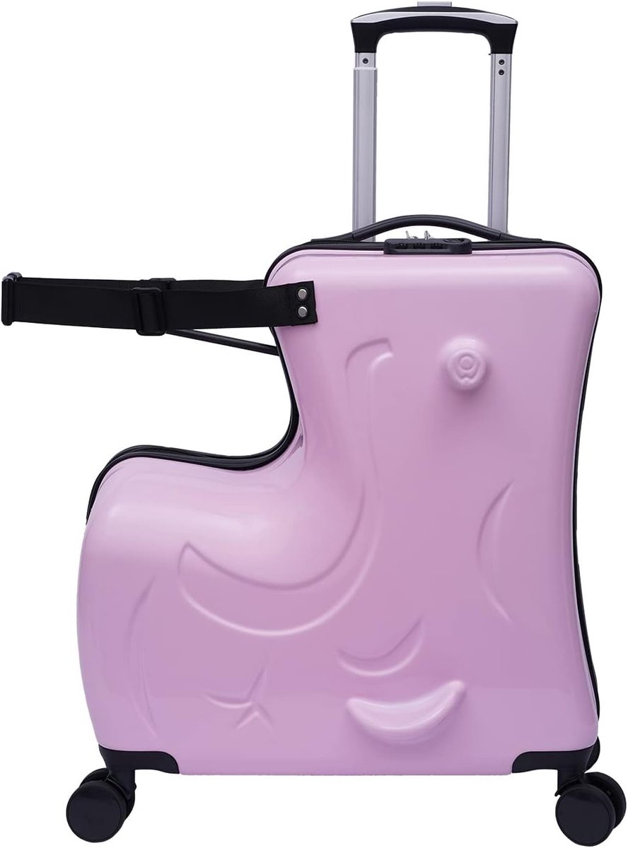 20 inch koffer trolley reiskoffer leuke cartoon kinderkoffer om erop te zetten handbagage | paardenvormige kinderbagage met zitting 30 x 25 x 55 cm | reizen zakenreizen, roze, 30*25*55cm,